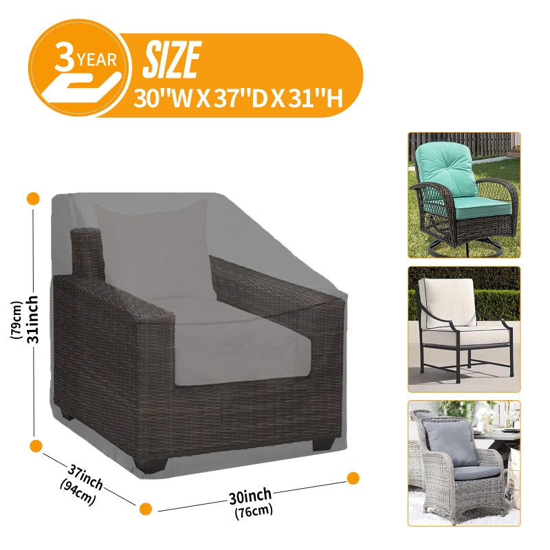 Kipiea Patio Chair Covers Waterproof Winter 2 Pack - Heavy Duty Lawn Outdoor Furniture Chair Covers with Anti UV and No Tears  No Fading (30"" W x 37"" D x 31"" H) - Image 2
